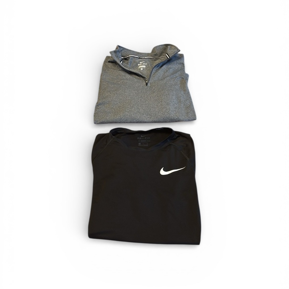 Nike Running Element Dri-FIT Dark Gray Pullover and Nike Pro Short Sleeve Shirt